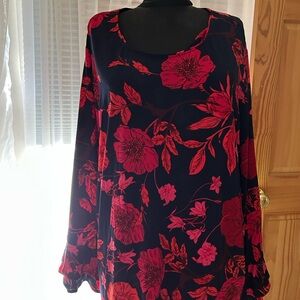 Karl Lagerfeld Red Floral Top
